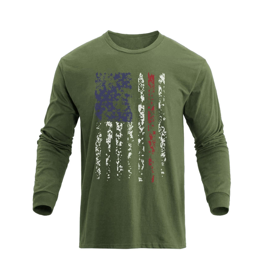 H HYFOL Men's 1776 Independence Day USA Flag Long Sleeve Tee White Size 4XL