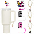 Stanley Cup Straw Covers 3-Pack with Personalized Initial Charms 30&40oz
