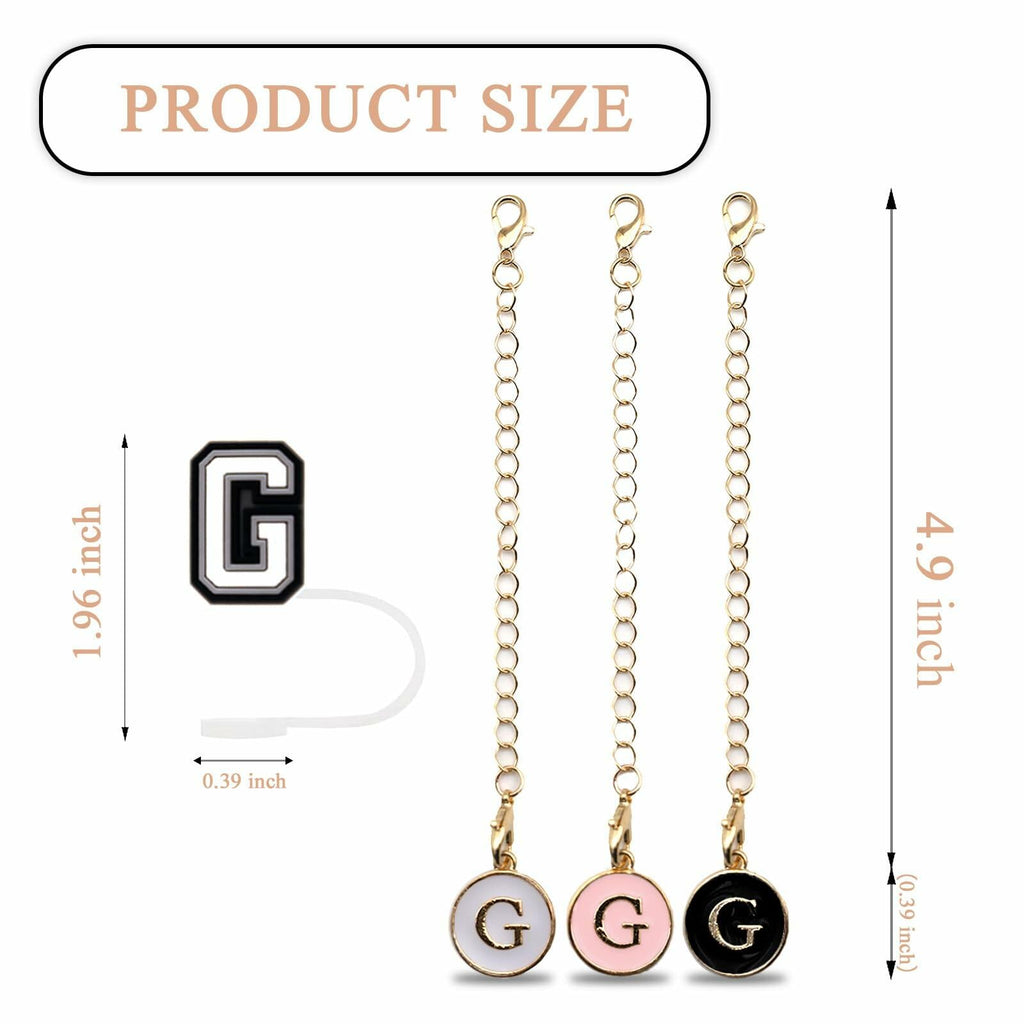 Stanley Cup Straw Covers 3-Pack with Personalized Initial Charms 30&40oz