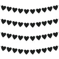 Guzon 4 Sets Black Heart Felt Banners Gothic Wedding Valentine Party Decor