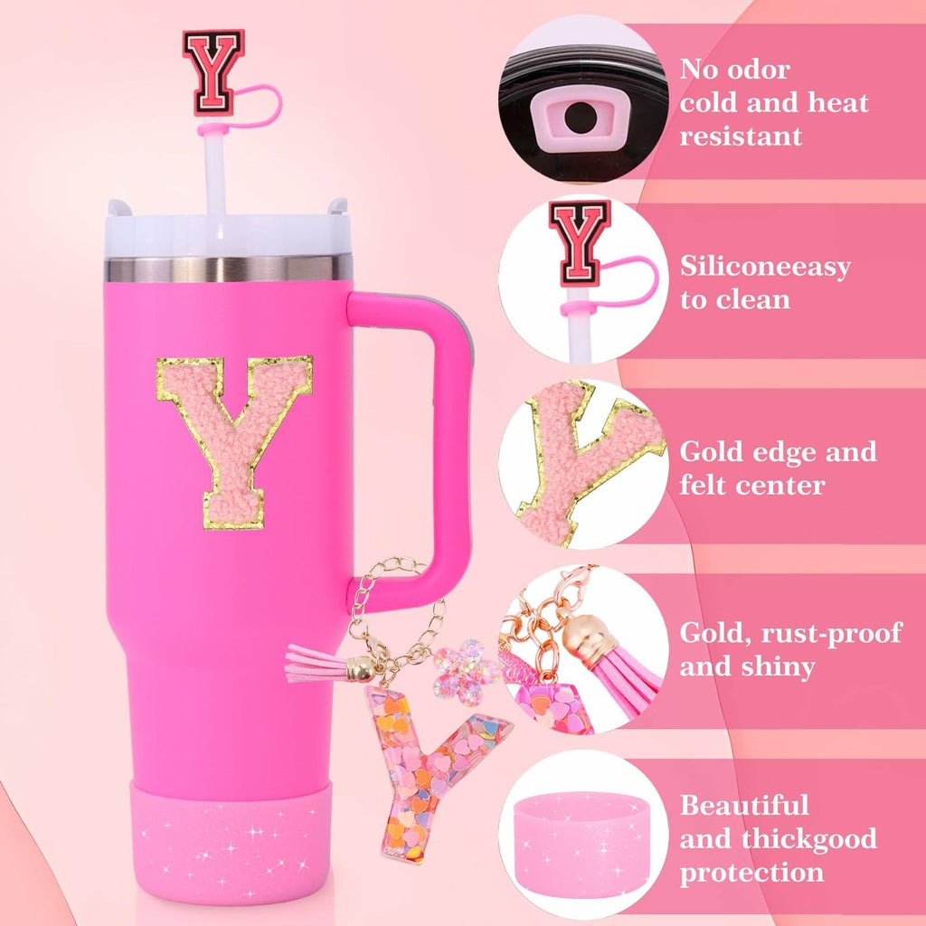 Liangang 9PCS Pink Stanley Cup Accessories Set for 30oz & 40oz Cups