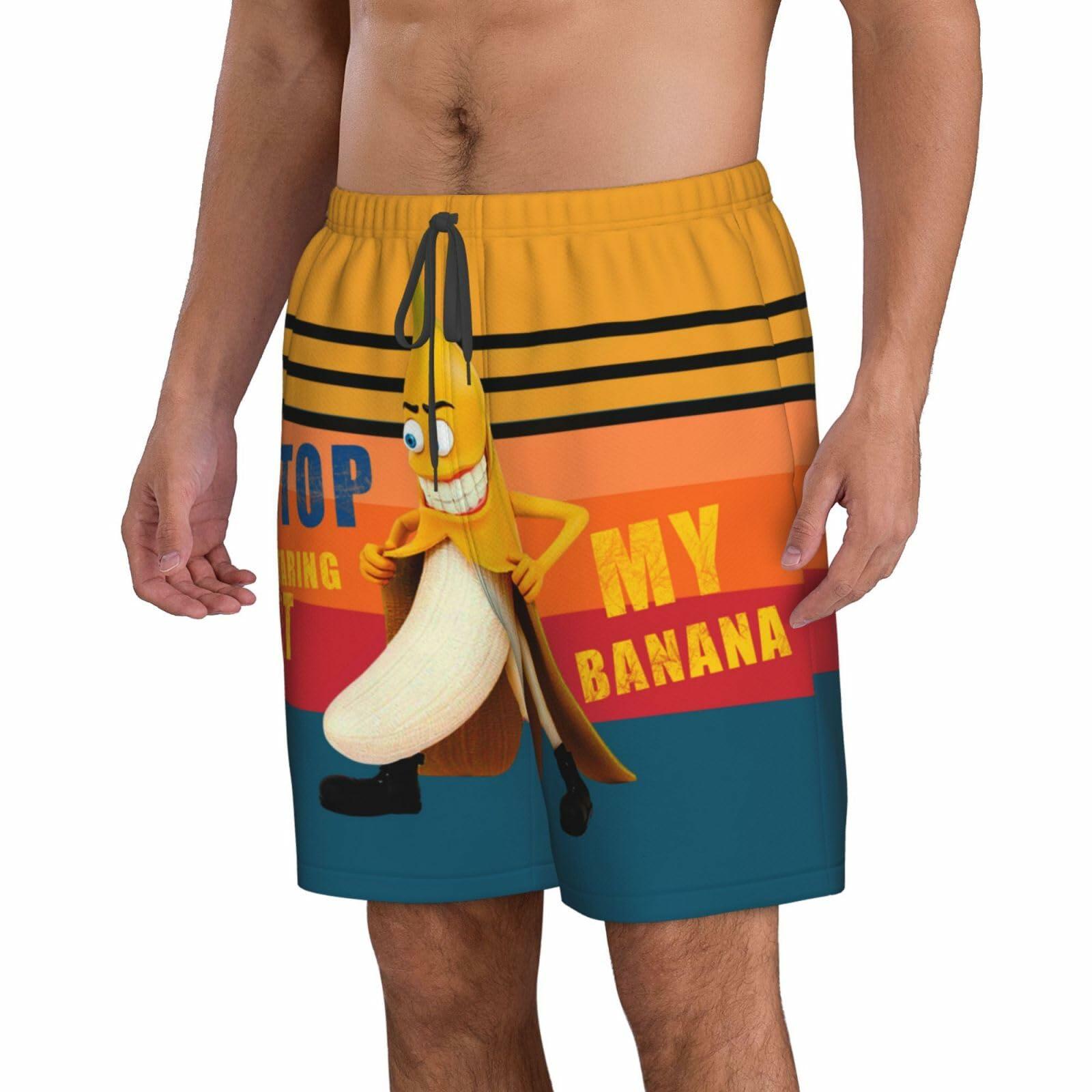 SolAzul Men's Swimming Trunks Funny Beach Board Shorts Quick Dry Large