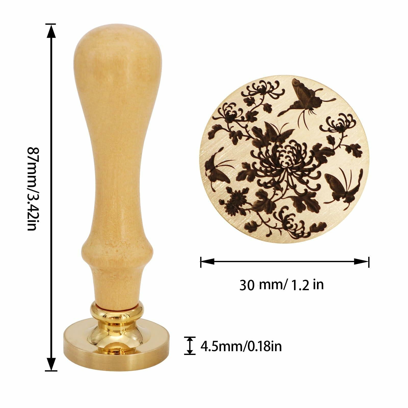 QINGNING Animalia Butterfly Wax Seal Stamp Laser Engraved Brass Head