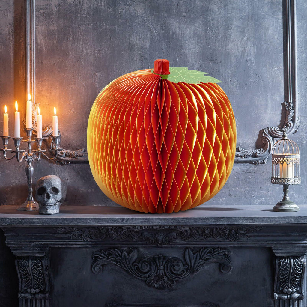 Weekgrat 20'' Giant Honeycomb Pumpkin Decoration Orange Reusable Fall Halloween
