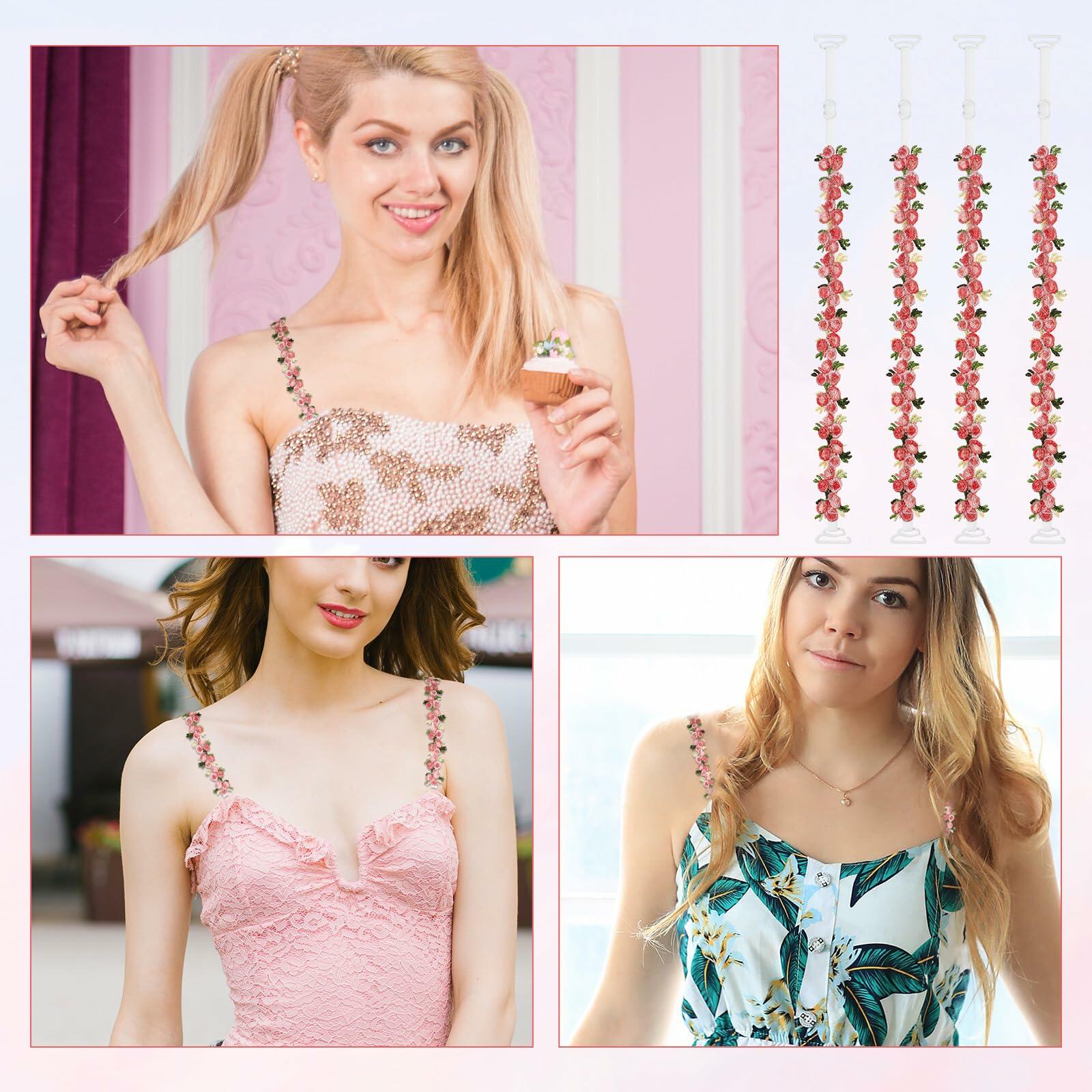 Yolev 2 Pairs Decorative Removable Flower Bra Straps Snow Bud Color One Size