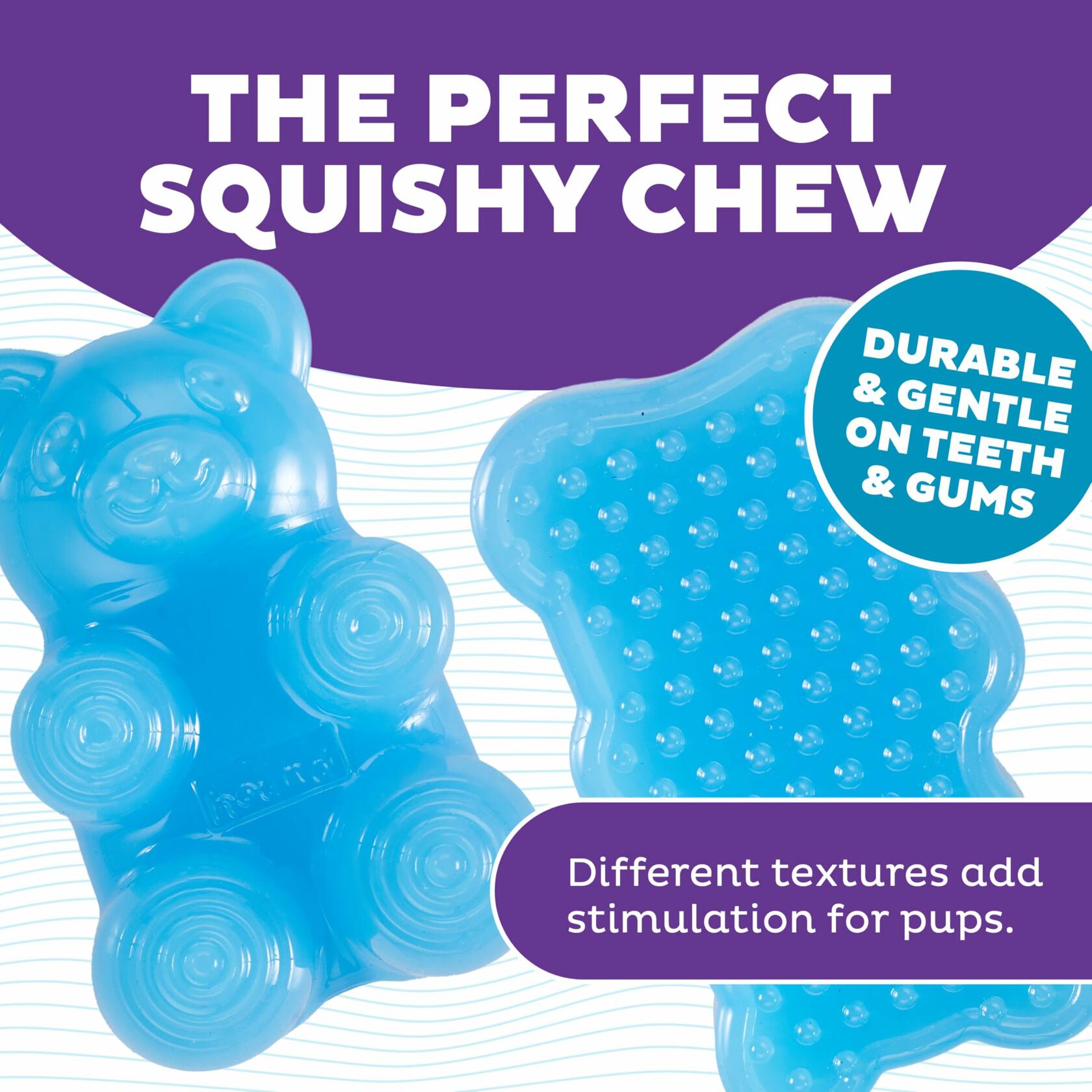 Outward Hound Gummiez Bear Dog Toy & Treat Stuffer 4.7" Blue Raspberry