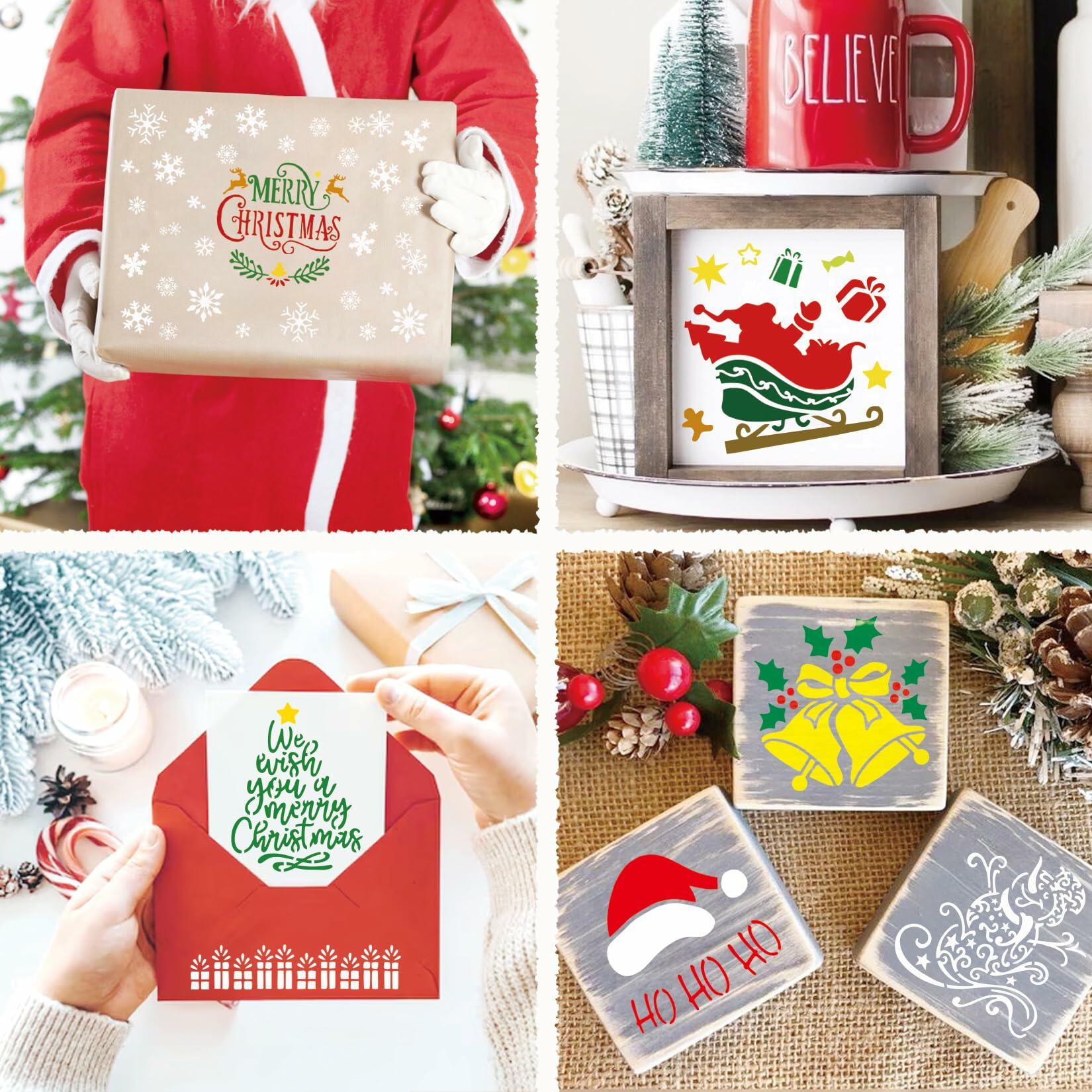 Christmas Craft Stencil Reusable Holiday Winter Painting Wood Glass