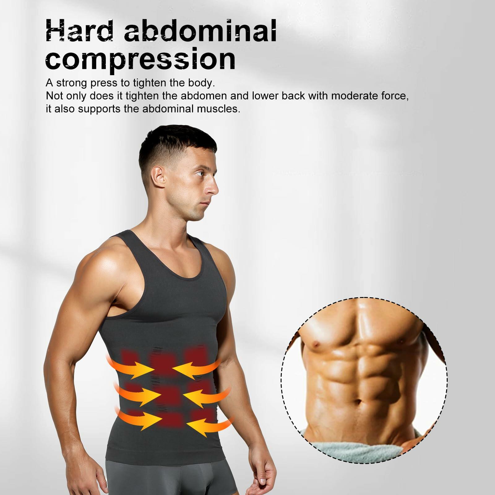 Casey Kevin Men’s Compression Shirt – Sleeveless Body Shaper, Large Grey