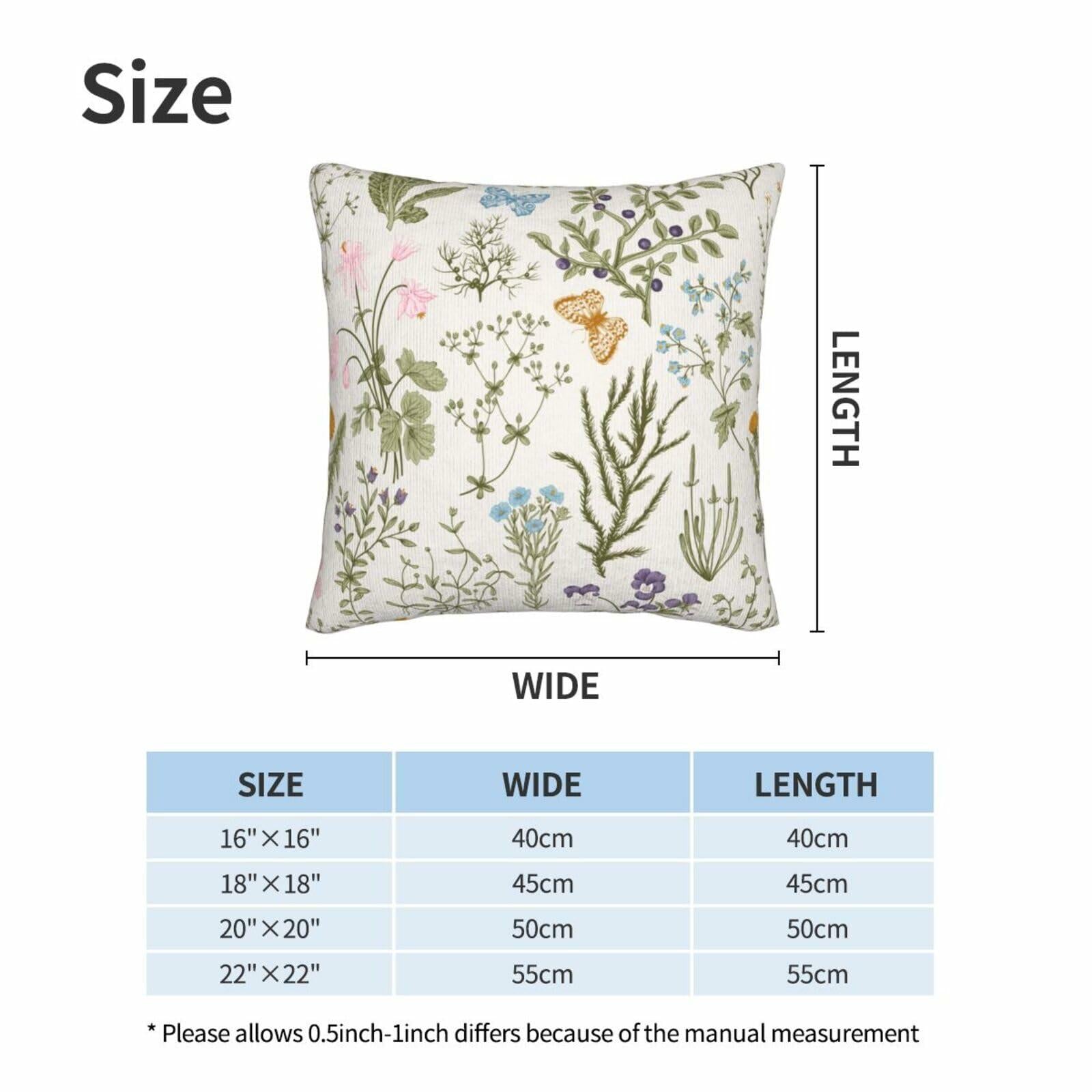 Yaemikoo 2PCS 18x18in Spring Sage Green Floral Pillow Covers Throw Pillow Cases