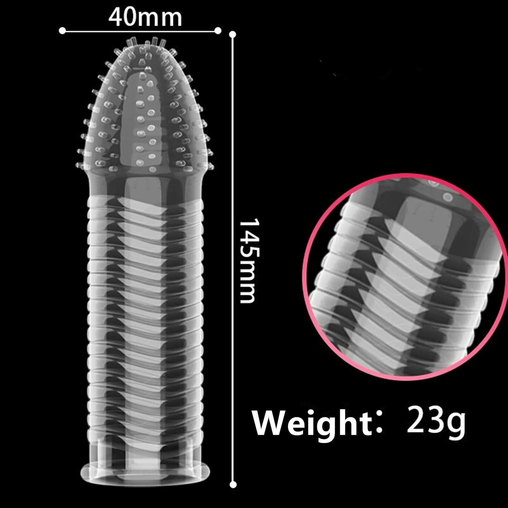 4PCS Threaded Male Condoms Transparent Fine Ring Extended Sleeve Adult