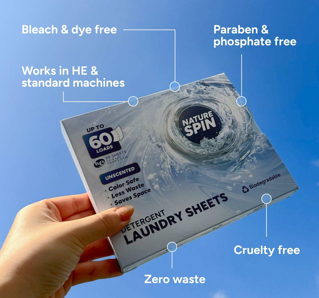 Nature Spin Eco Laundry Detergent Sheets Unscented 30 Count Pack
