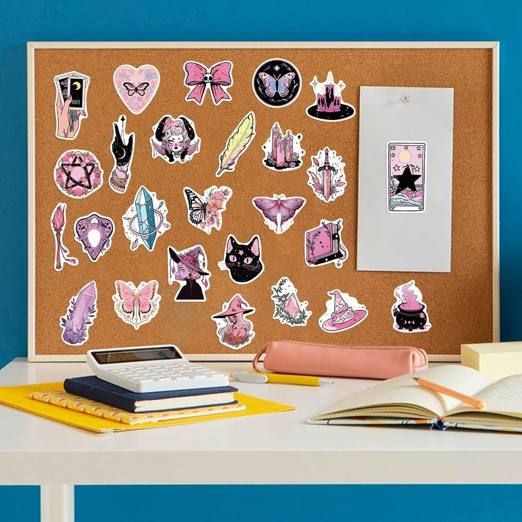 MKZ 50 PCS Waterproof Pink Witchy Stickers Vinyl Celestial Witchcraft