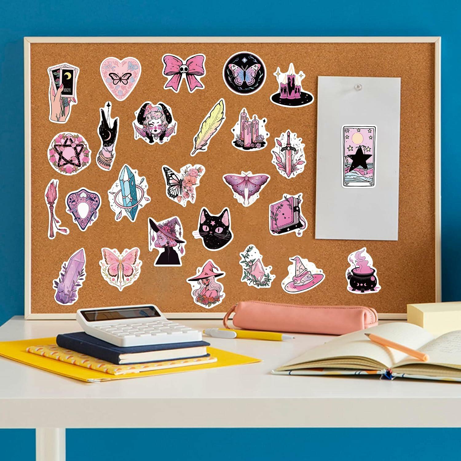 MKZ 50 PCS Waterproof Pink Witchy Stickers Vinyl Celestial Witchcraft