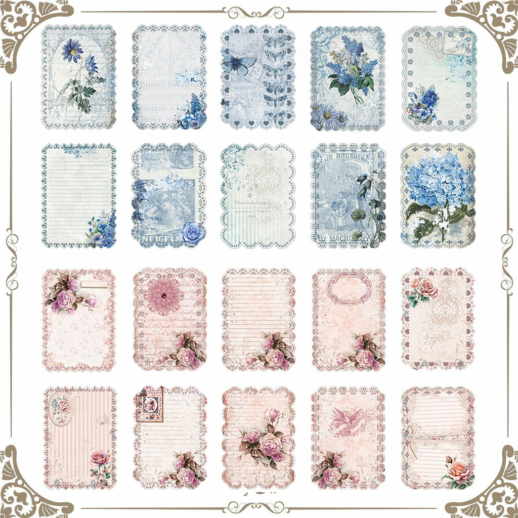 Naszonus Vintage Floral Scrapbook Paper Set 60 Sheets 4.2x6.7 Inch