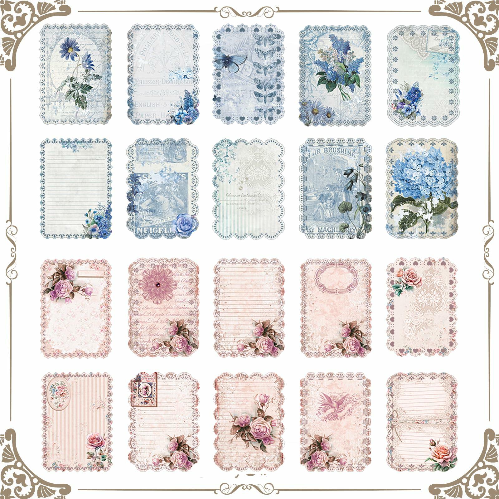 Naszonus Vintage Floral Scrapbook Paper Set 60 Sheets 4.2x6.7 Inch