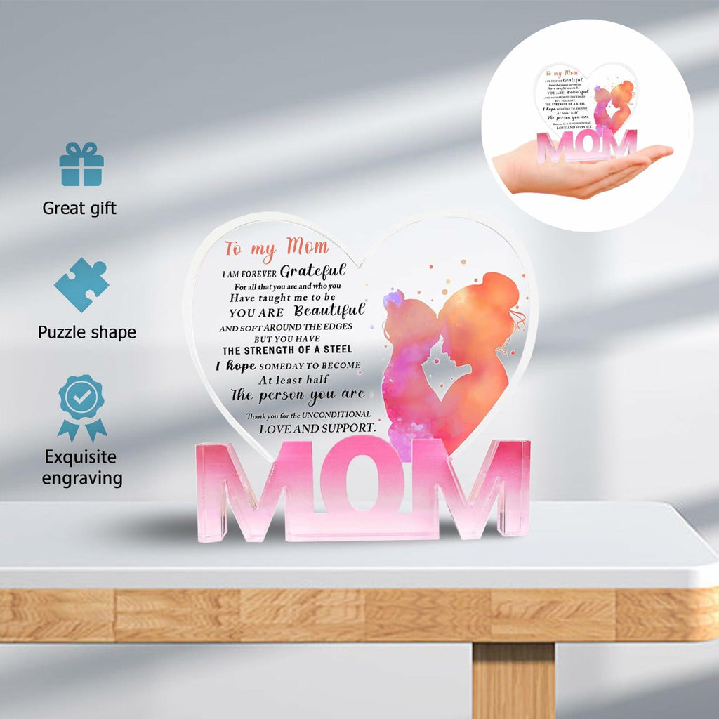 WUGUANSS Best Mom Ever Acrylic Plaque Pink Christmas Birthday Gift