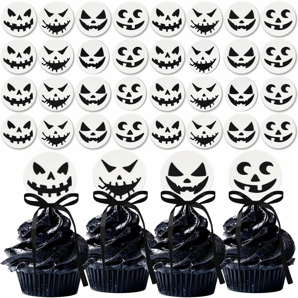Amyhill Halloween Ghost Cupcake Toppers Rings 48 Pack Party Supplies