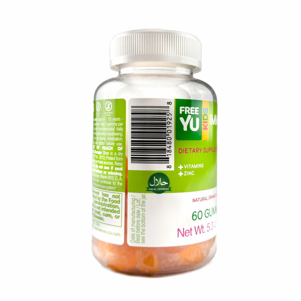 FREEYU Kids Immunity Multivitamin Gummies B12 Zinc Vitamin C 60ct