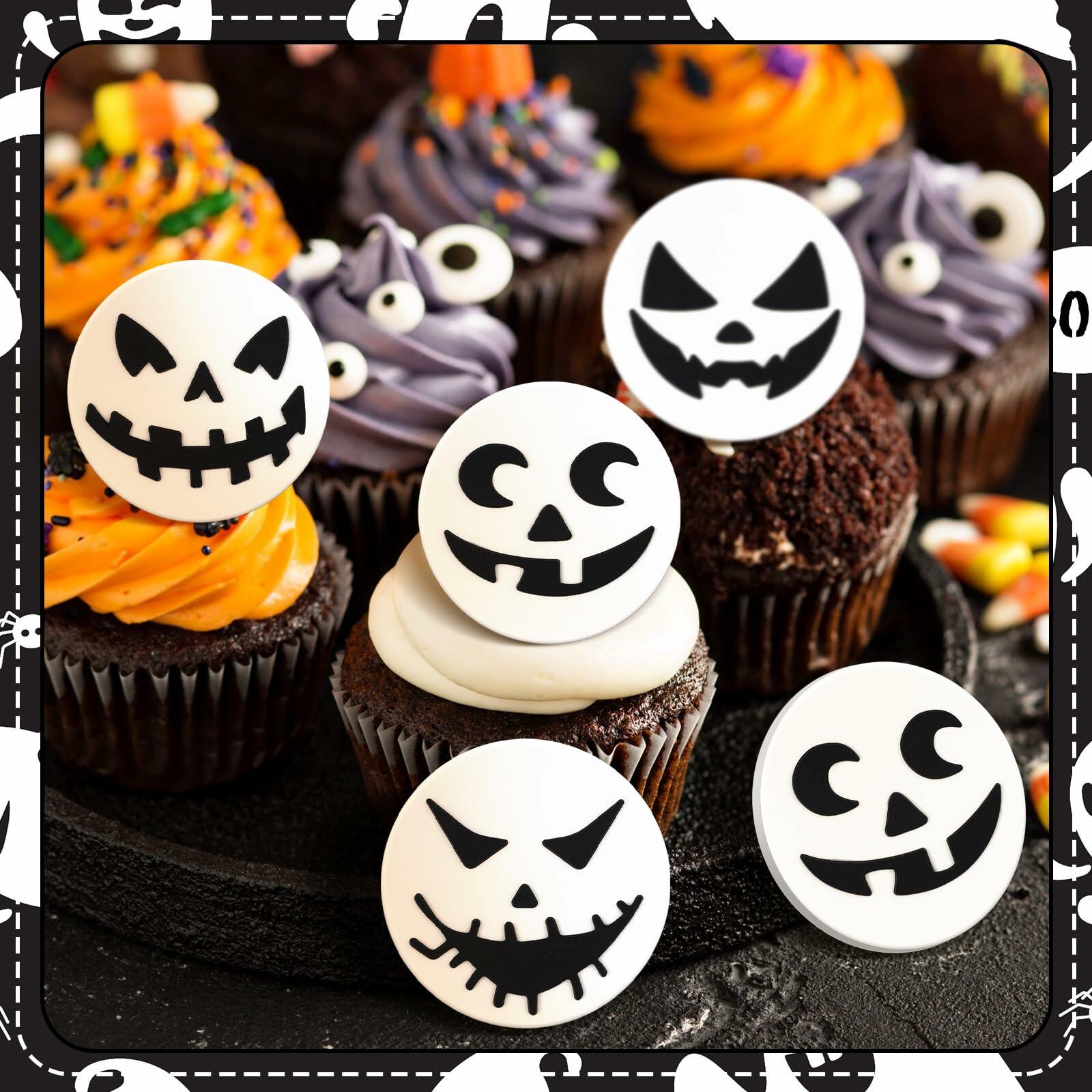 Amyhill Halloween Ghost Cupcake Toppers Rings 48 Pack Party Supplies