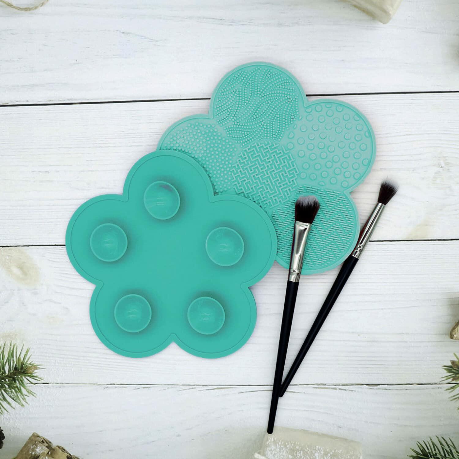 OUYFBO Makeup Brush Cleaning Pad 2 Pack Silicone Cleaner Mat w Suction