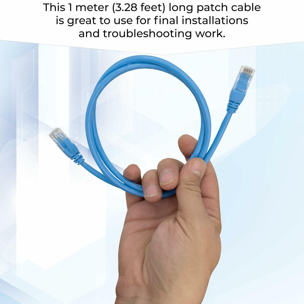 NTCFL Cat6 Patch Cable 1m Light Blue 10Gbps 250MHz Gold Plated Tips