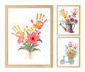 CHERRY CHEERS Flower Bouquet Handprint Art Kit 3 Sheets 6 Colors White Canvas
