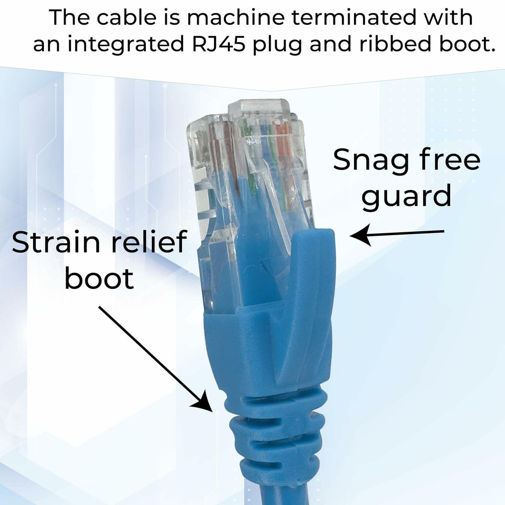 NTCFL Cat6 Patch Cable 1m Light Blue 10Gbps 250MHz Gold Plated Tips