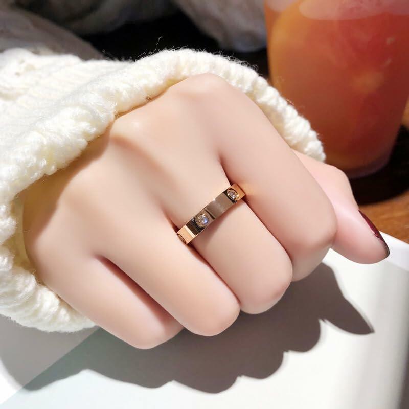 YNAAIAA 18K Gold Stainless Steel CZ Promise Ring for Women Size 9