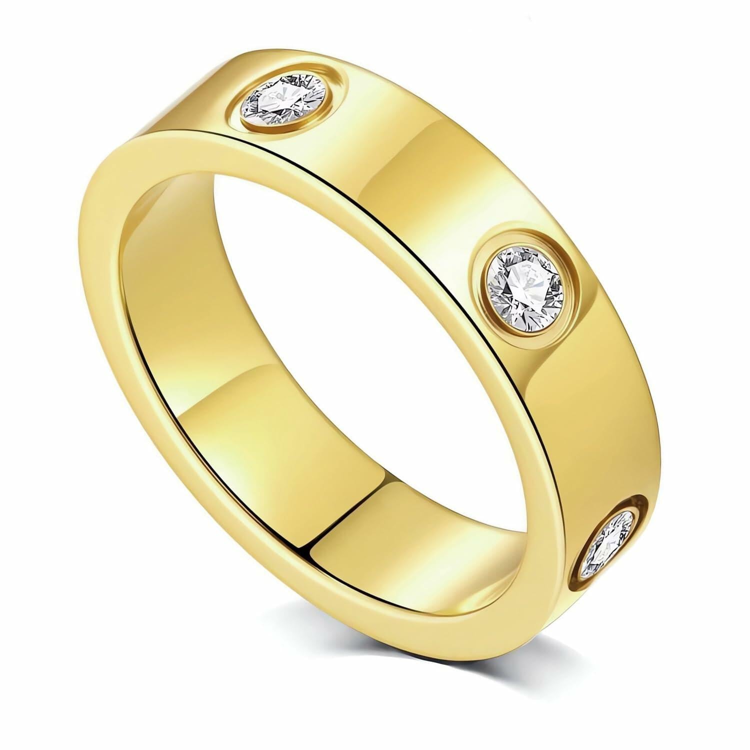 YNAAIAA 18K Gold Stainless Steel CZ Promise Ring for Women Size 9