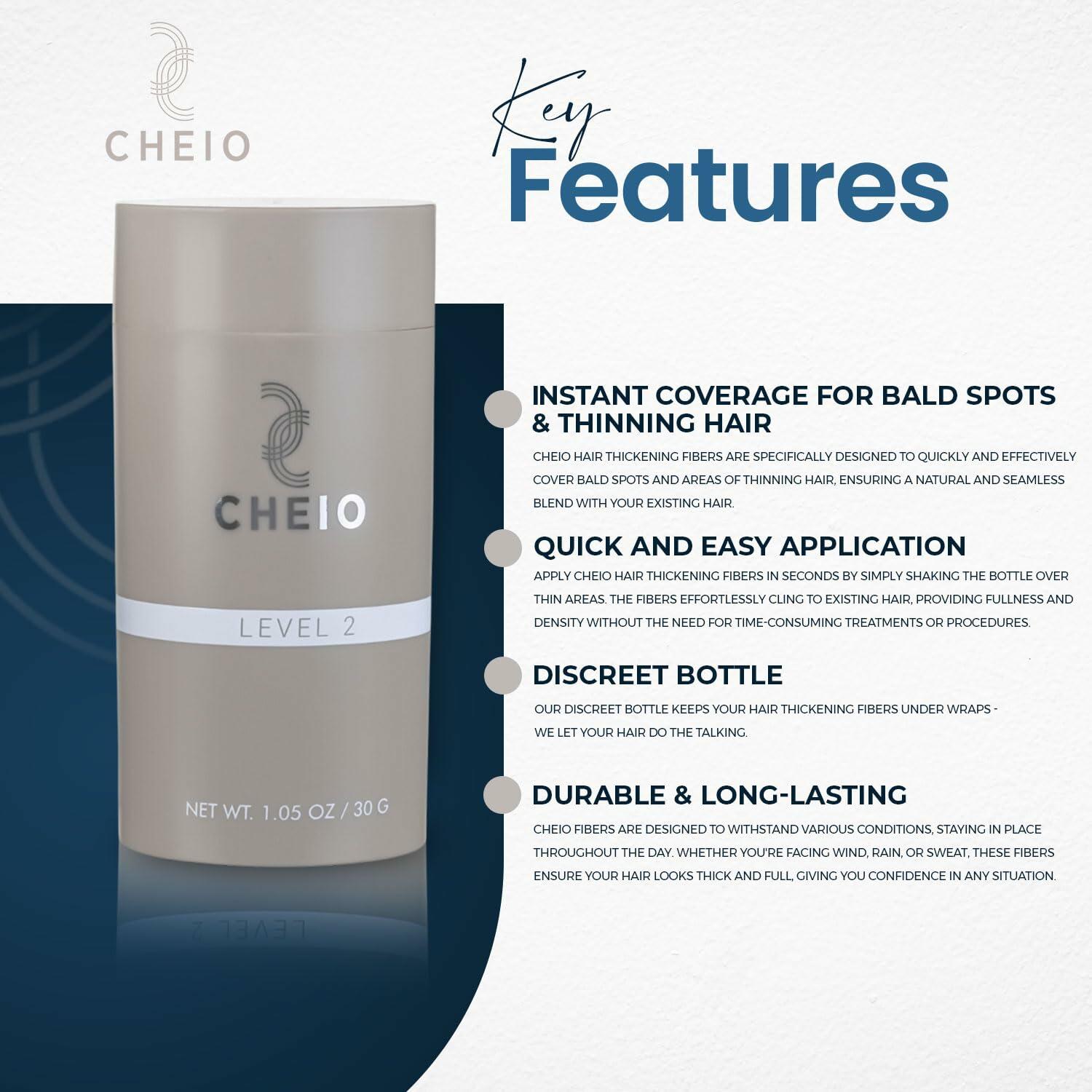 Cheio Hair Thickening Fibers Keratin Level 2 Light Brown 30g Bald Spots