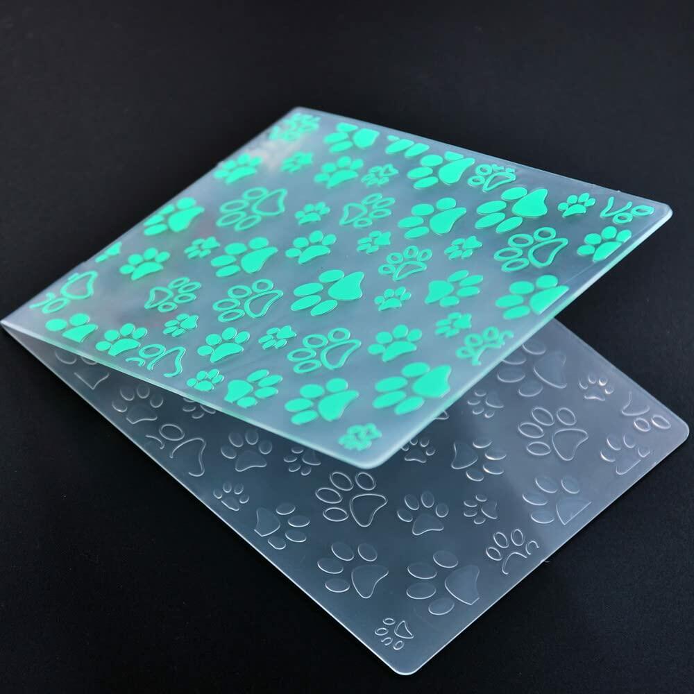 DDOUJOY 8pcs Embossing Folders Cat Paw Pineapple Tree Colorful Plastic