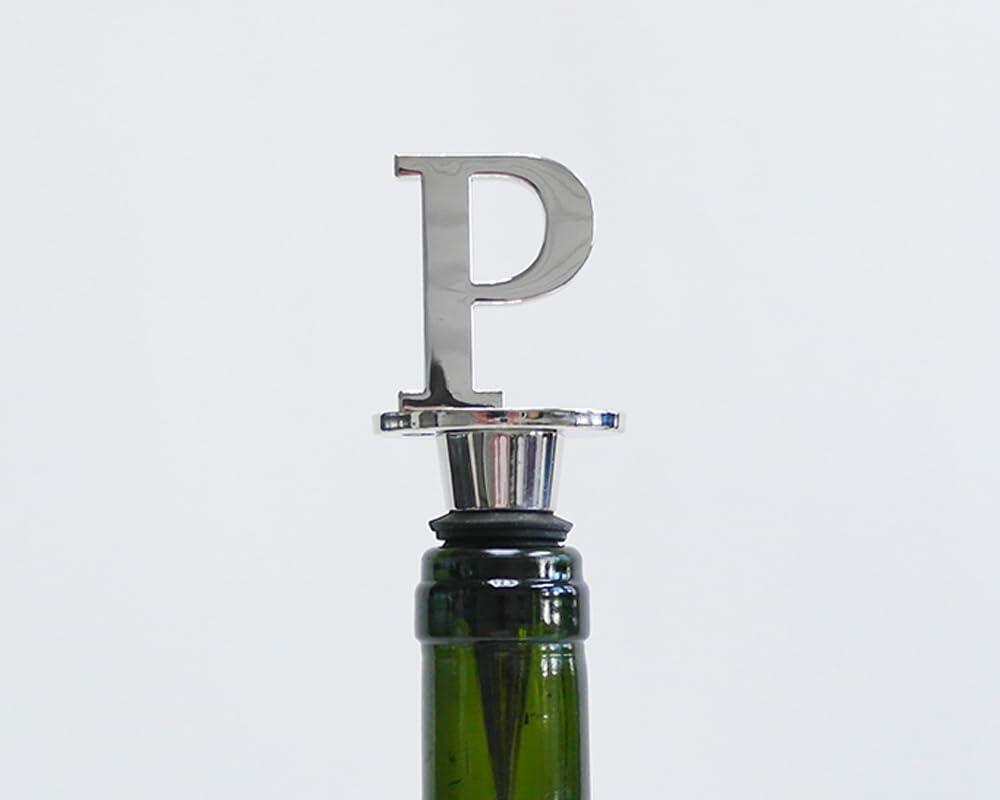Lutong Set of 2 Letter Gift Set Key Ring Bottle Stopper H Silver