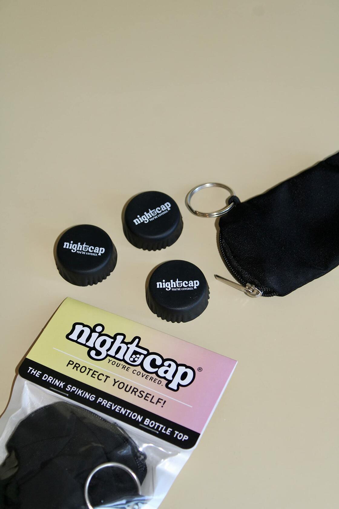 Nightcap Drink Spiking Prevention Bottle Caps Silicone Beer Wine 2 Pack