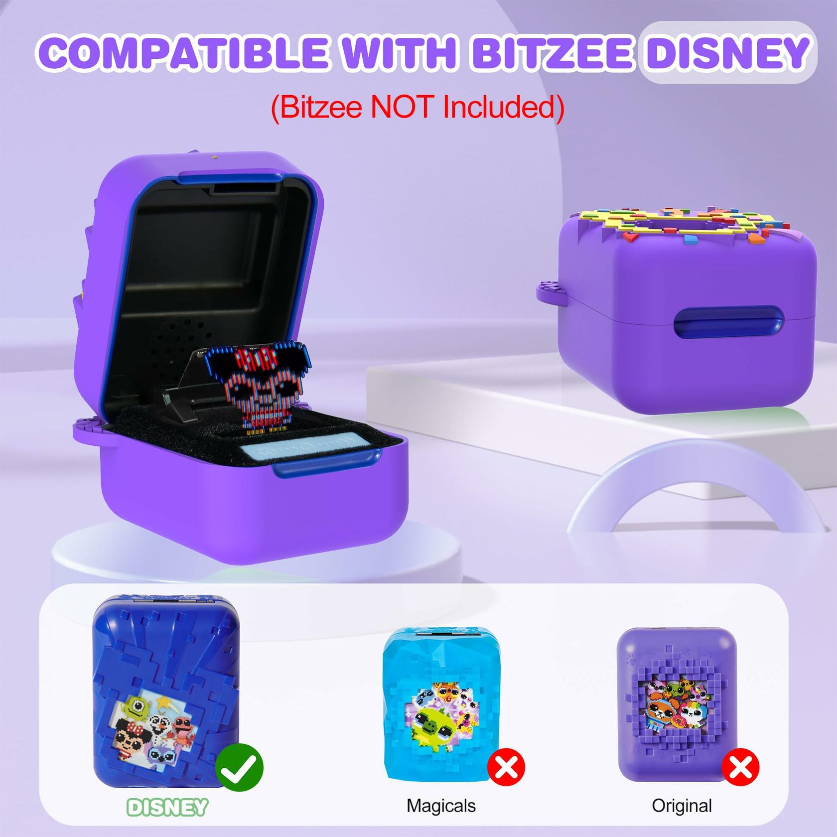 SKRVGOJFG Bitzee Disney Silicone Protective Case Purple with Lanyard