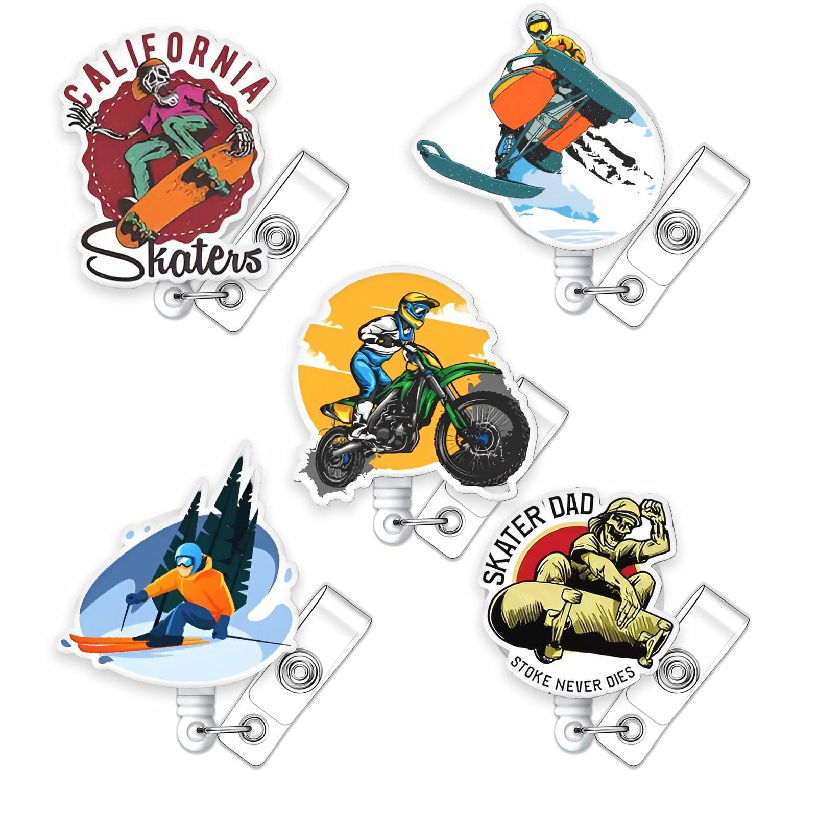 Ldcttcy 5 Pcs Retractable Badge Reel Name Tag ID Clip Holder Cute Animals