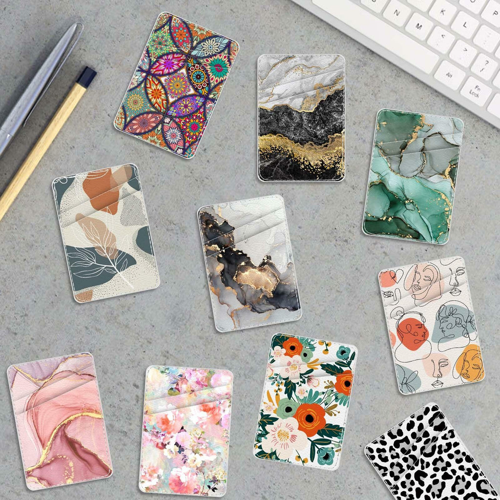 TIHYWR Leather Phone Wallet Card Holder Green Faux Leather Floral