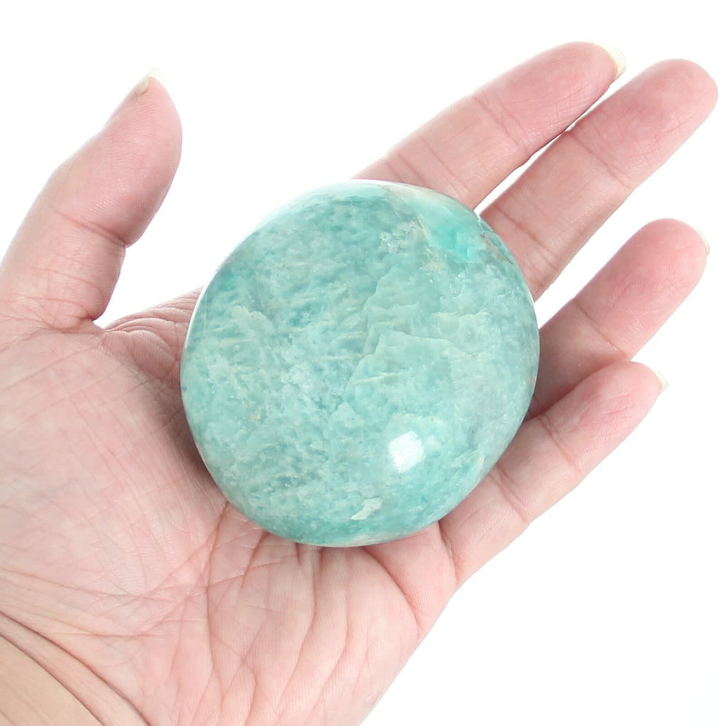 Orientrea Amazonite Palm Stone Smooth Pocket Healing Crystal 1 Pc