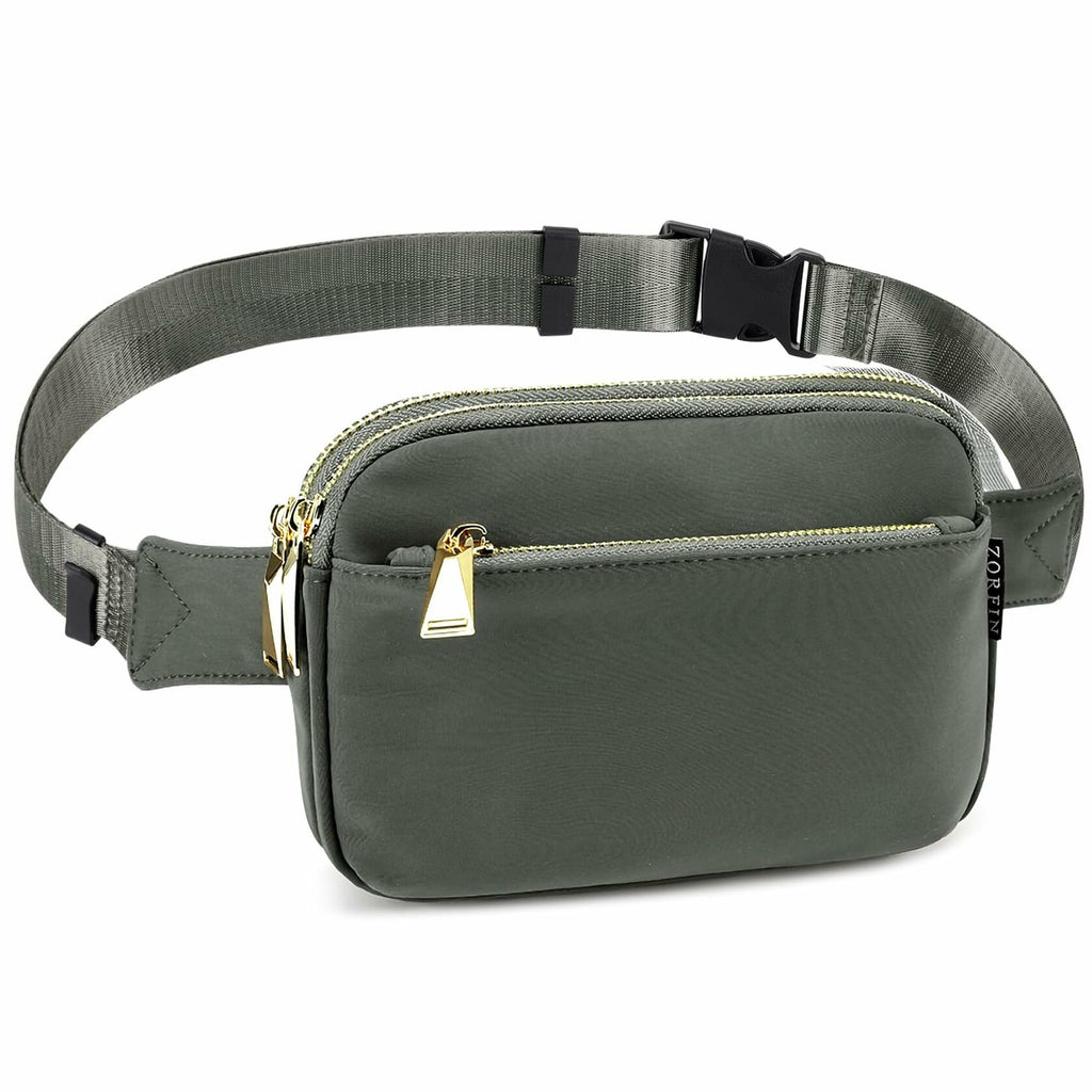 ZORFIN Fanny Pack Crossbody Belt Bag Adjustable Strap Brown One Size