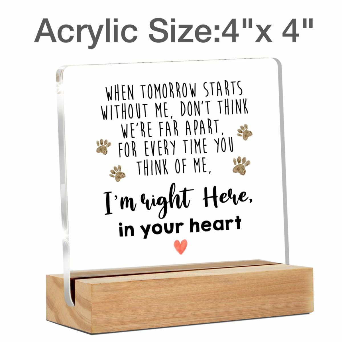 GTGIC Dog Memorial Gifts Clear Acrylic Desk Sign 4x4 Inches Polychrome