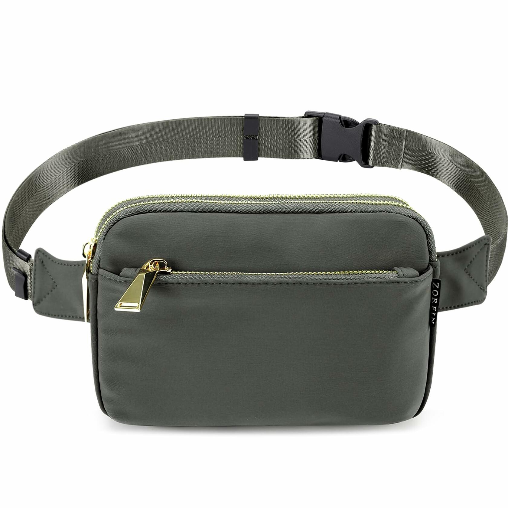 ZORFIN Fanny Pack Crossbody Belt Bag Adjustable Strap Brown One Size