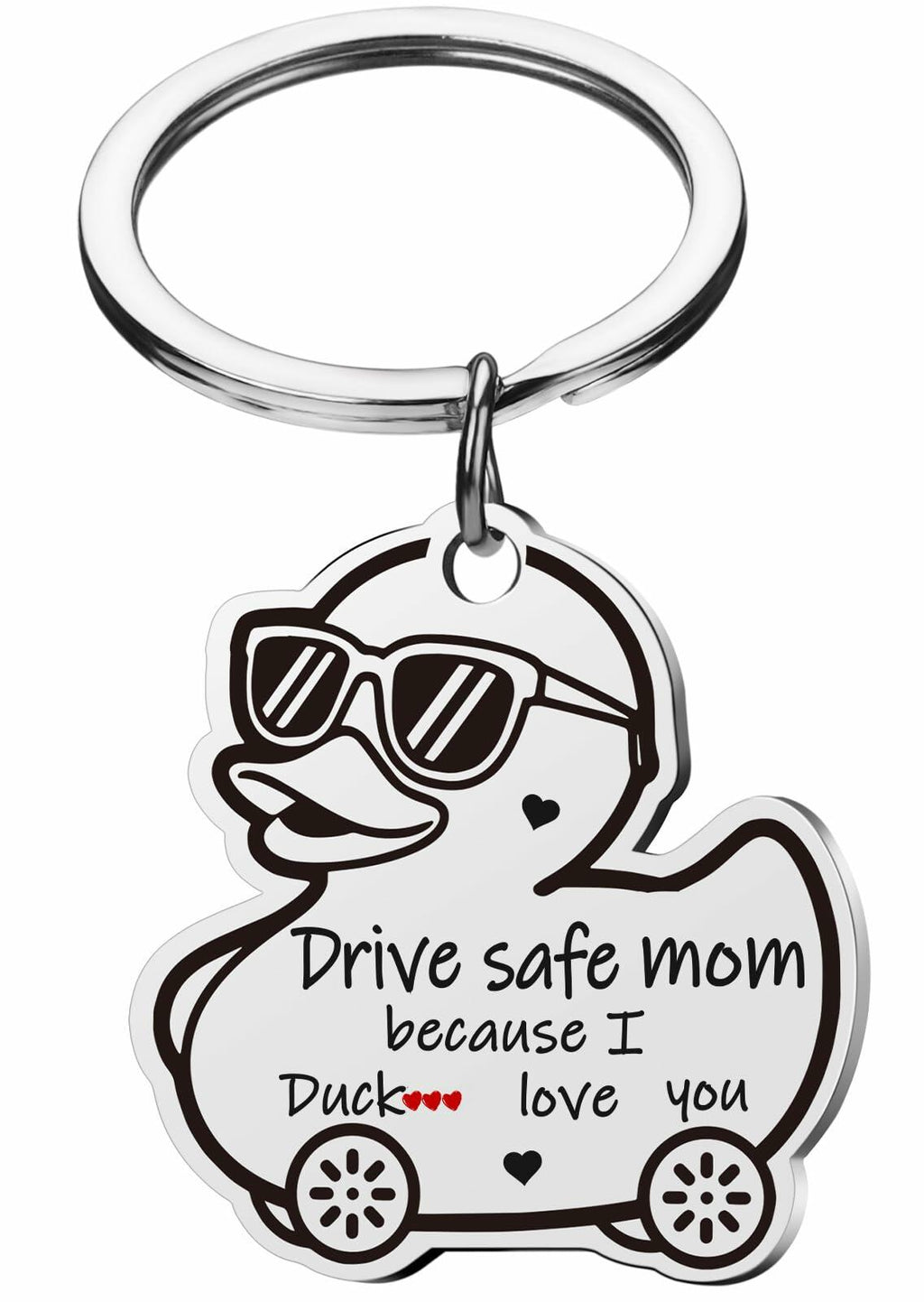 XgiftCreat Drive Safe Mom Keychain Small Letter Print Animal Pattern
