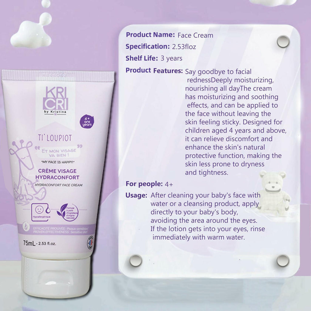 Kricri Children Face Moisturizer Plant Based for Dry Sensitive Skin