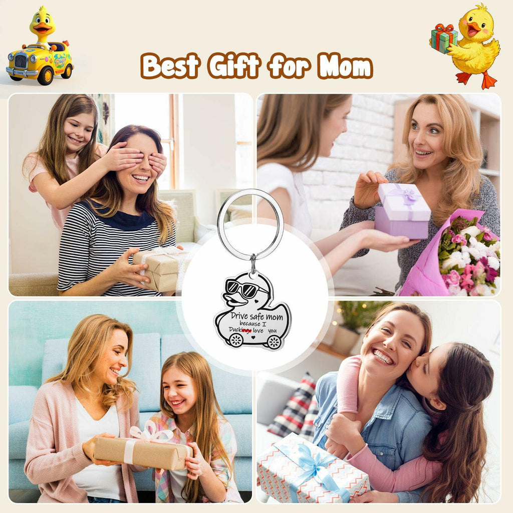 XgiftCreat Drive Safe Mom Keychain Small Letter Print Animal Pattern