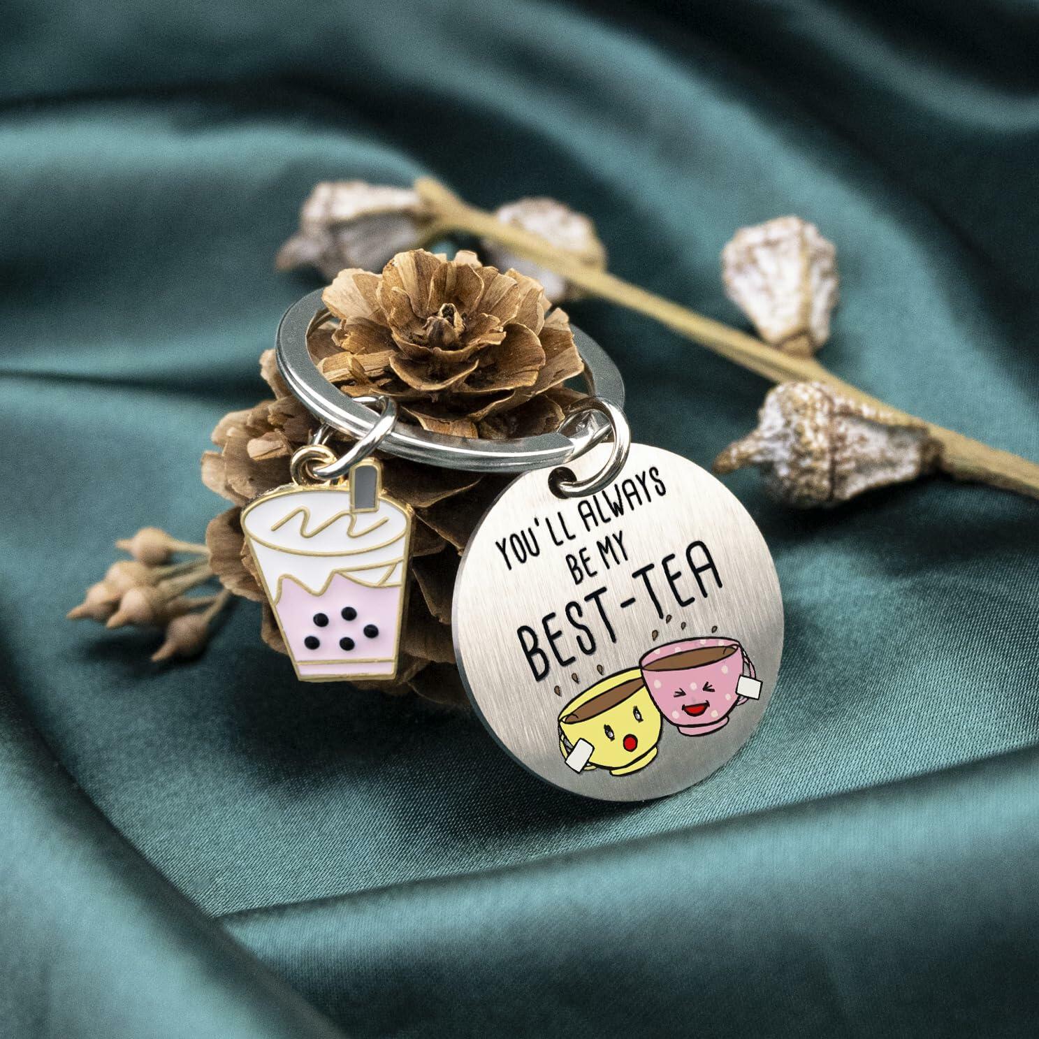 WXCATIM Best Friend Keychain Funny Friendship Gift Small Silver