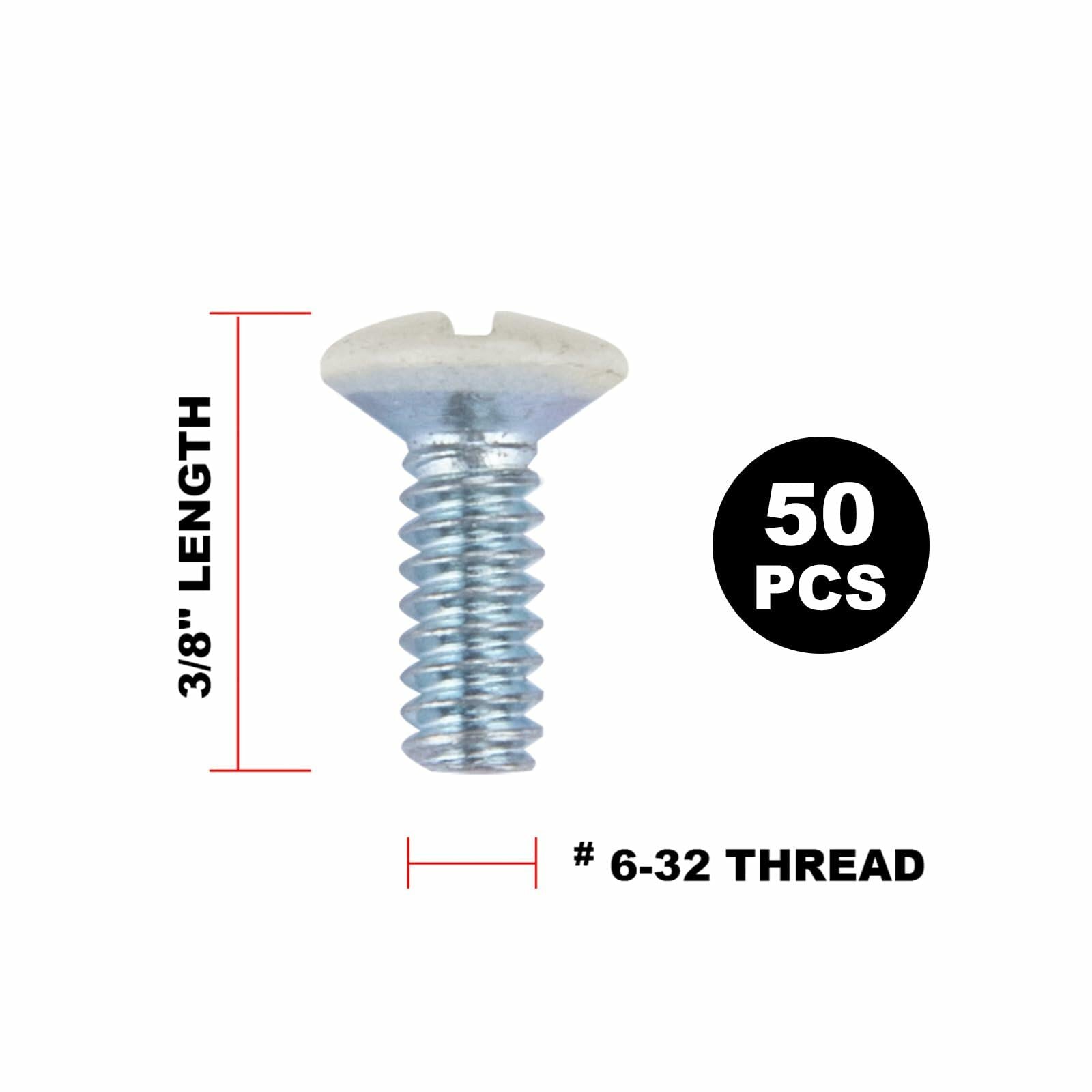 Henne Bery 3/8" 6-32 Thread Oval Head Wall Plate Screws 50 Pack Light Almond