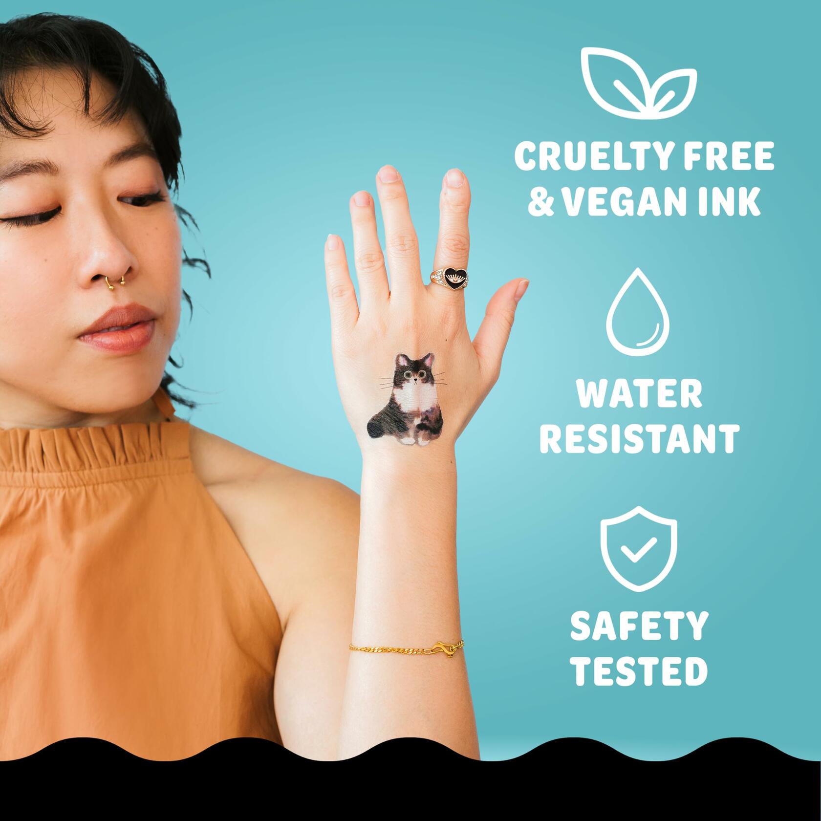 Tattly Metallic Festival Temporary Tattoos 20 Pieces Skin-Safe Vegan Ink