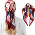 SHJINJU Women's 35" Satin Silk Hair Scarf Wrap Floral Print 1 Style Size 35"