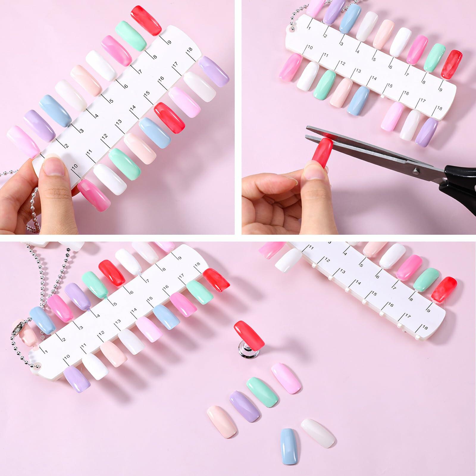 Qulkws 6 Sets 216 Tips Clear Double Layer Nail Color Swatch Practice Chart