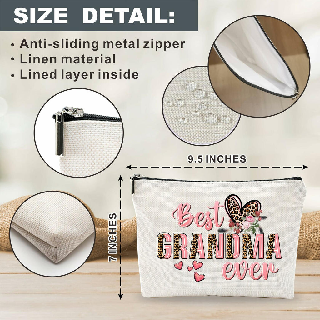 Nuckxy Best Grandma Ever Cosmetic Bag Pink Leopard Print