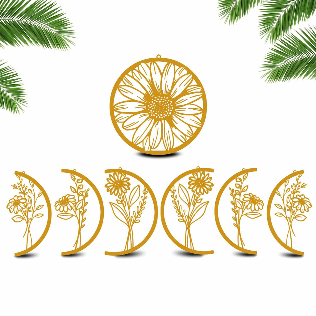 Cpcdaosk Moon Flower Metal Wall Decor Boho Moon Phase Art Indoor Home